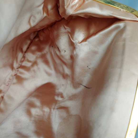 Vtg Harry Levine Black Satin Evening Clutch HL 24K Gold Plated Rhinestones Folds - Picture 13 of 16